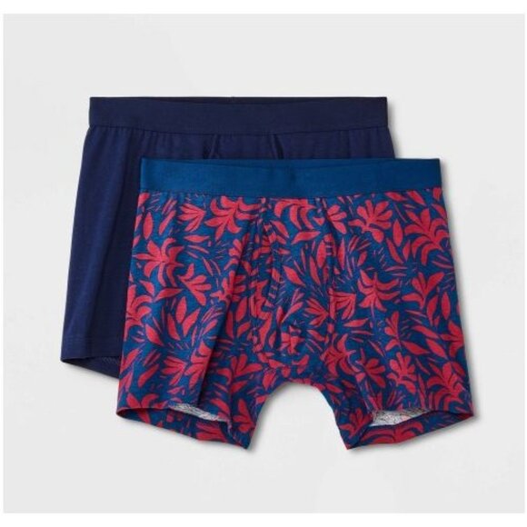 Goodfellow & Co Men's Floral Print Boxer Briefs 2pk Blue/Red Size XL - Picture 2 of 4